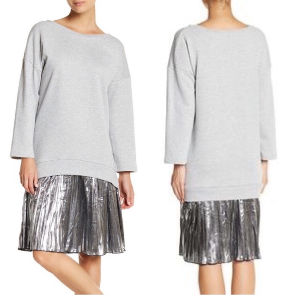 No One Cares Layered Metallic Sweater Dress